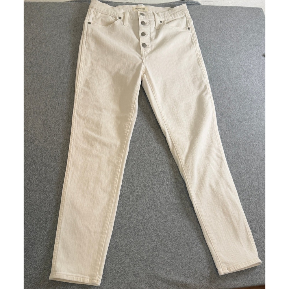 Madewell Jeans 27 White Button Fly High Rise Skinny Jeans 27